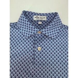 Peter Millar Polo Shirt Boys Small 7/8 Blue Skull Summer Comfort Golf Preppy